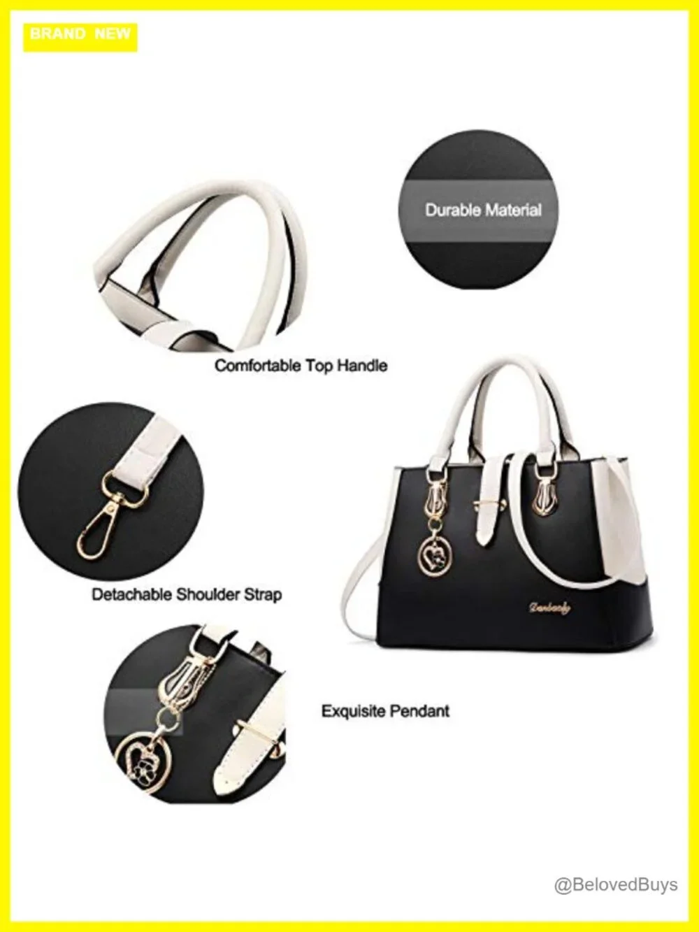Large Capacity PU Leather Top Handle Tote Shoulder Crossbody Bag
